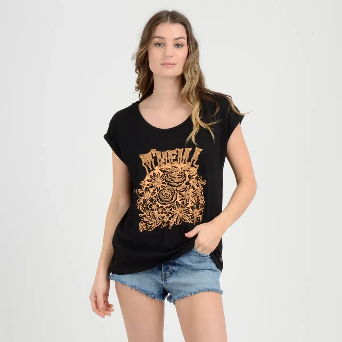 Polera Manga Corta Kota O'Neill Negro Mujer